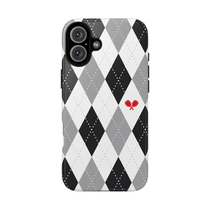 Black & Grey Argyle Pickleball Phone Case