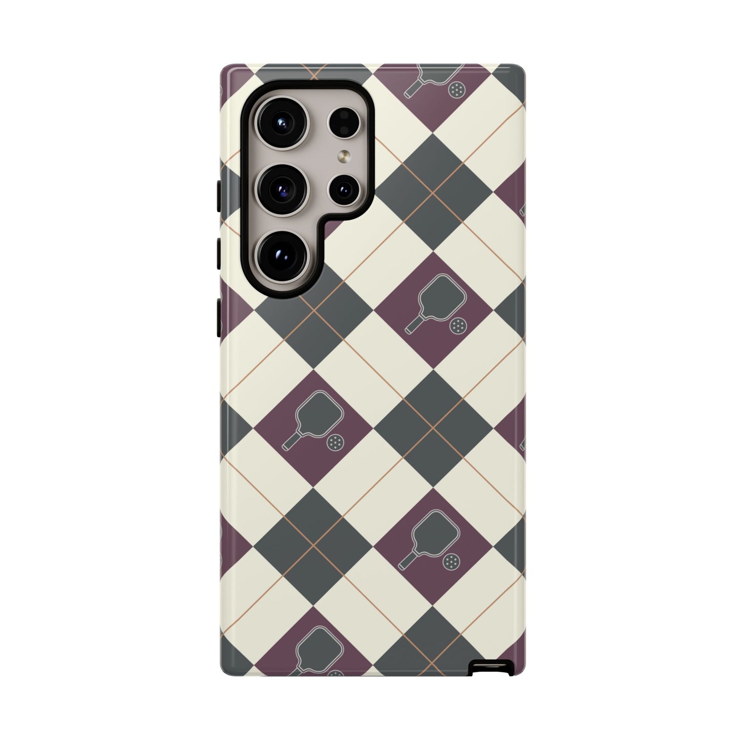 Green/Purple Argyle Pickleball Phone Case