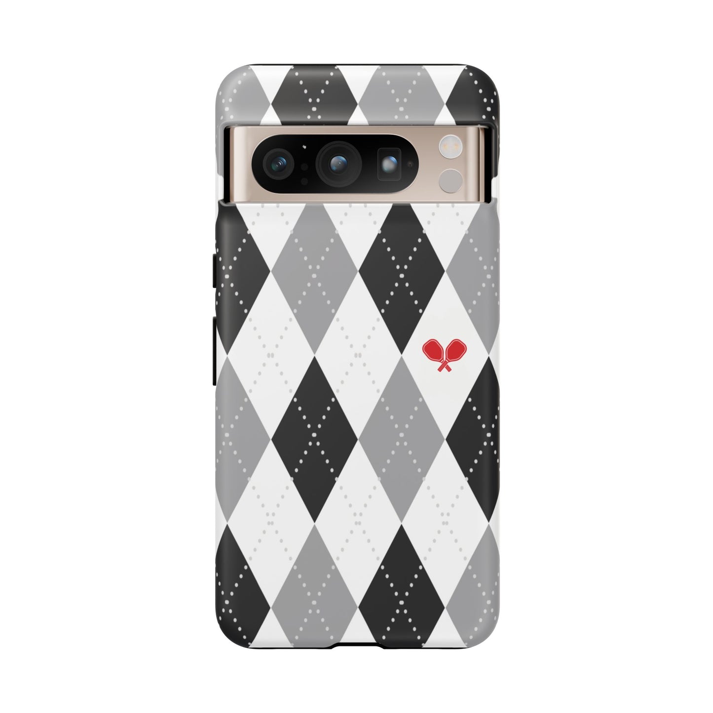 Black & Grey Argyle Pickleball Phone Case