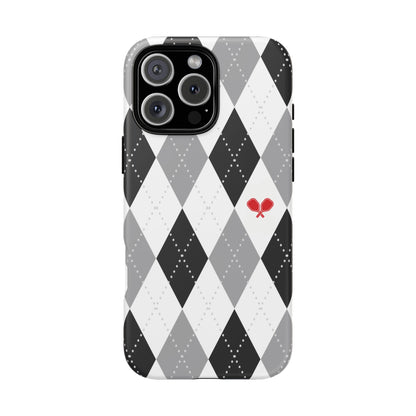 Black & Grey Argyle Pickleball Phone Case