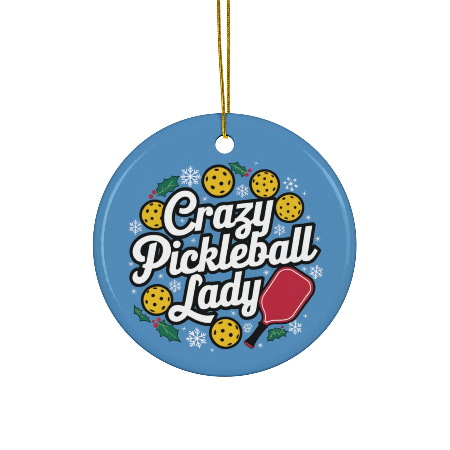 Crazy Pickleball Lady Ornament