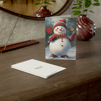 Classic Snowman Pickleball Holiday Cards