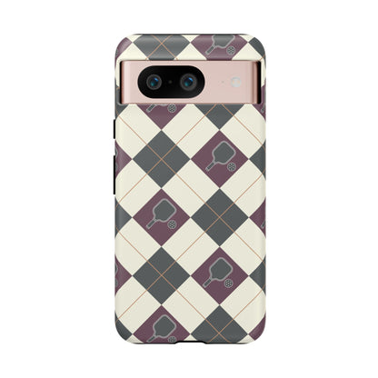 Green/Purple Argyle Pickleball Phone Case