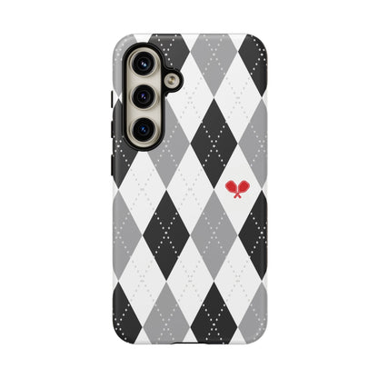 Black & Grey Argyle Pickleball Phone Case