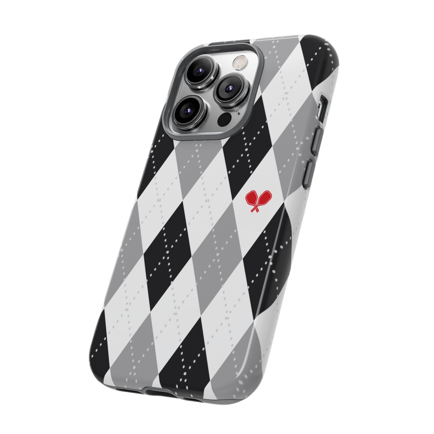 Black & Grey Argyle Pickleball Phone Case