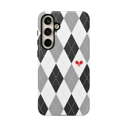 Black & Grey Argyle Pickleball Phone Case