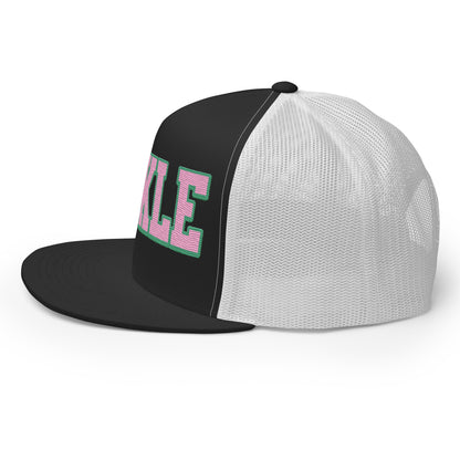 PICKLE Embroidered Trucker Hat - Pink & Green