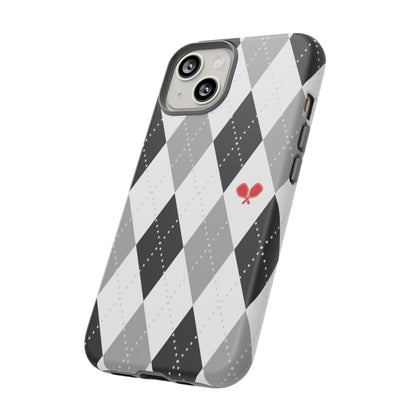 Black & Grey Argyle Pickleball Phone Case