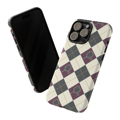 Green/Purple Argyle Pickleball Phone Case