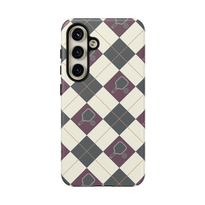 Green/Purple Argyle Pickleball Phone Case