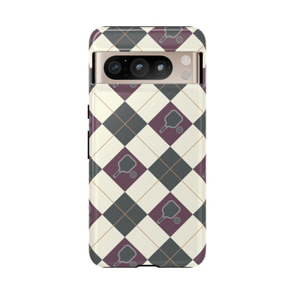 Green/Purple Argyle Pickleball Phone Case