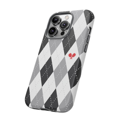 Black & Grey Argyle Pickleball Phone Case