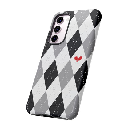 Black & Grey Argyle Pickleball Phone Case