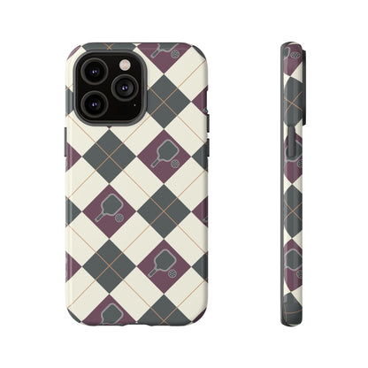 Green/Purple Argyle Pickleball Phone Case