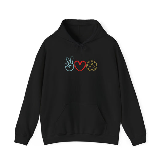 Peace Love Pickleball Symbols Unisex Hoodie