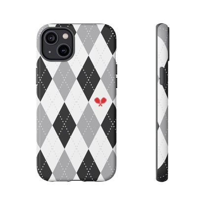 Black & Grey Argyle Pickleball Phone Case