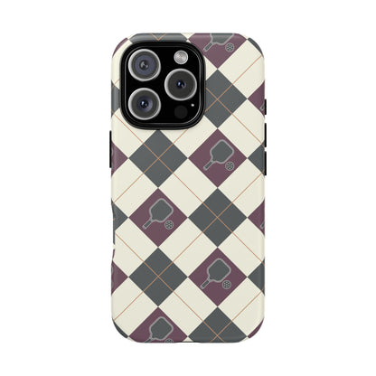 Green/Purple Argyle Pickleball Phone Case