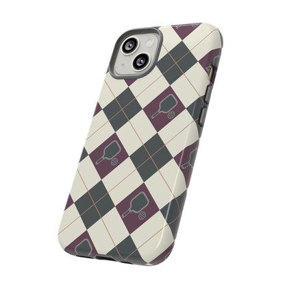 Green/Purple Argyle Pickleball Phone Case