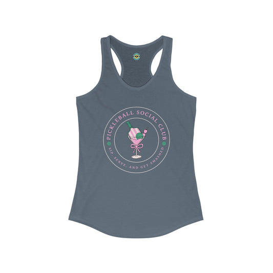 Pickleball Social Club - Sip, Serve & Get Smashed Women's Racerback Tank