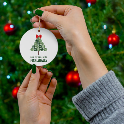 Deck The Halls With Pickleballs Tree Ornament