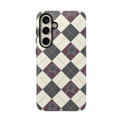 Green/Purple Argyle Pickleball Phone Case