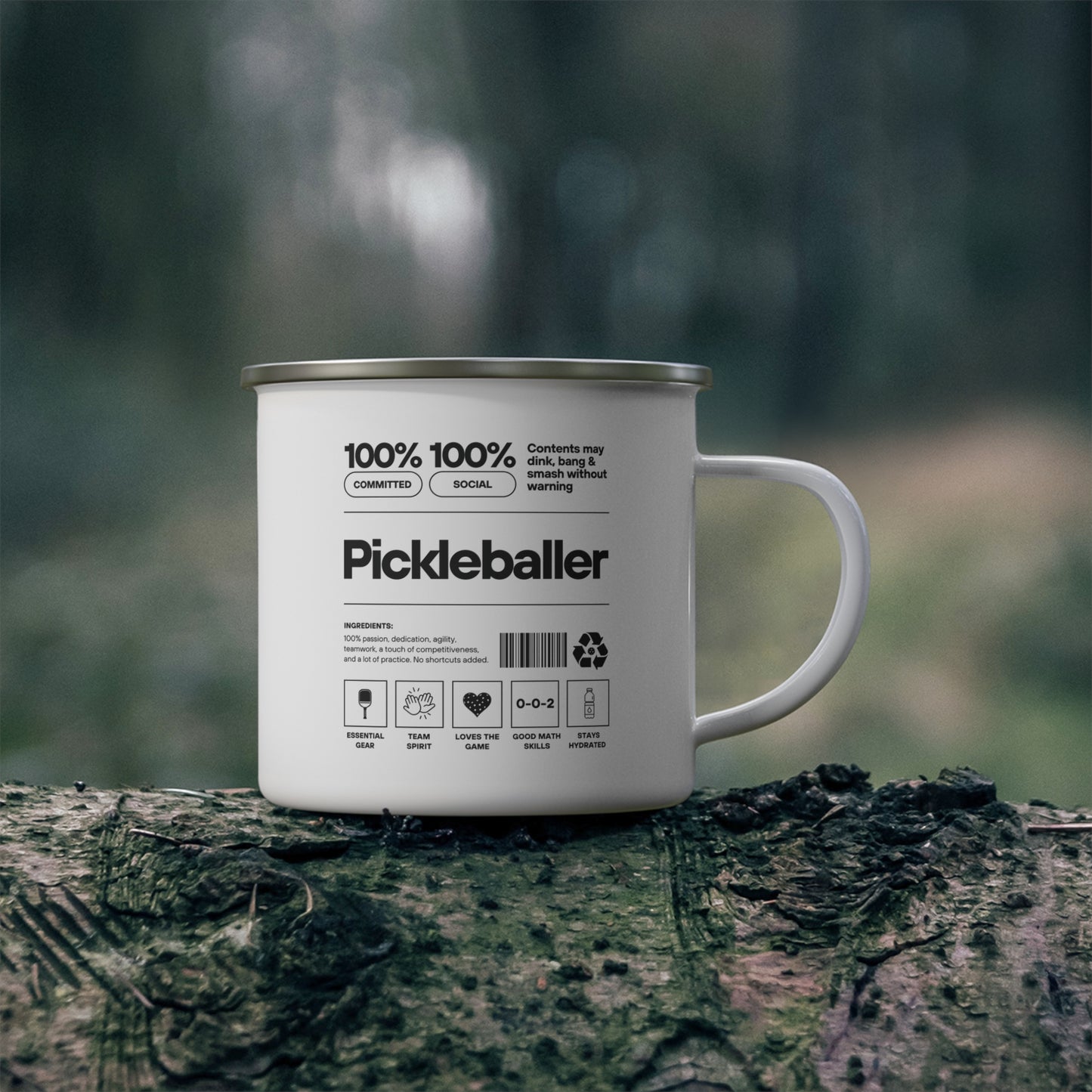 100% Pickleballer Enamel Mug