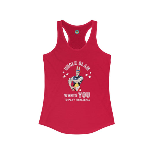 Uncle Slam Wants You to Play Pickleball Women's Racerback Tank