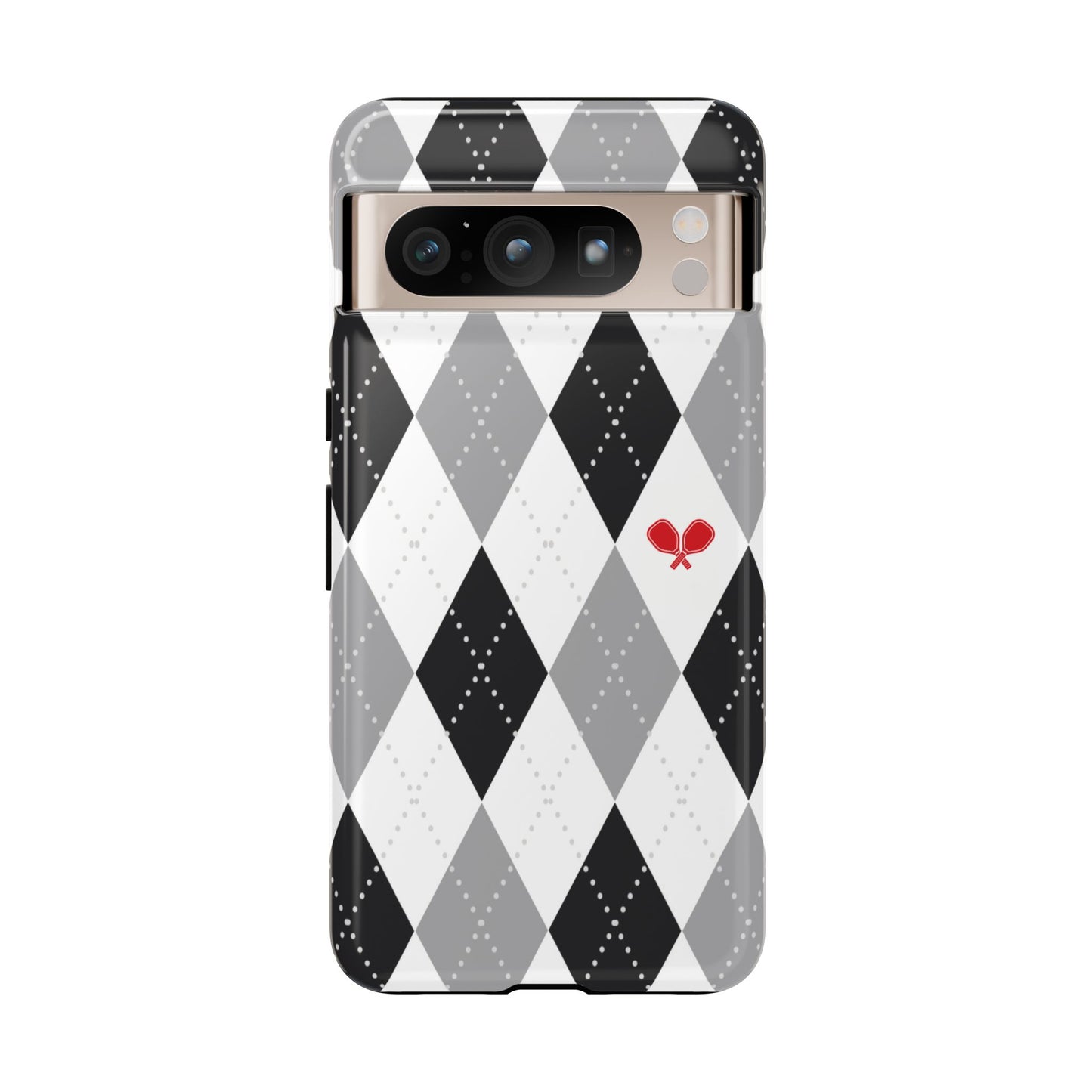 Black & Grey Argyle Pickleball Phone Case