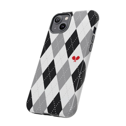 Black & Grey Argyle Pickleball Phone Case