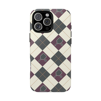 Green/Purple Argyle Pickleball Phone Case