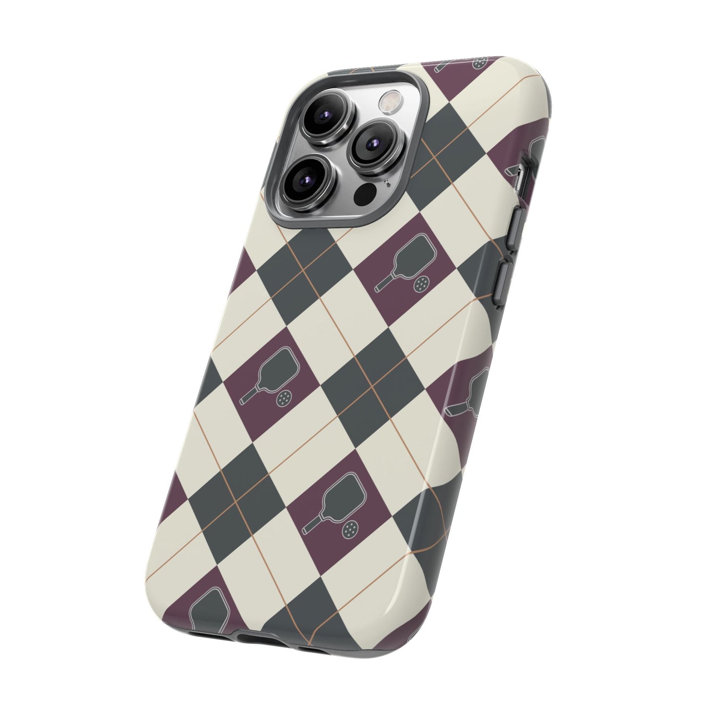 Green/Purple Argyle Pickleball Phone Case