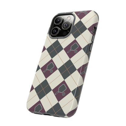 Green/Purple Argyle Pickleball Phone Case