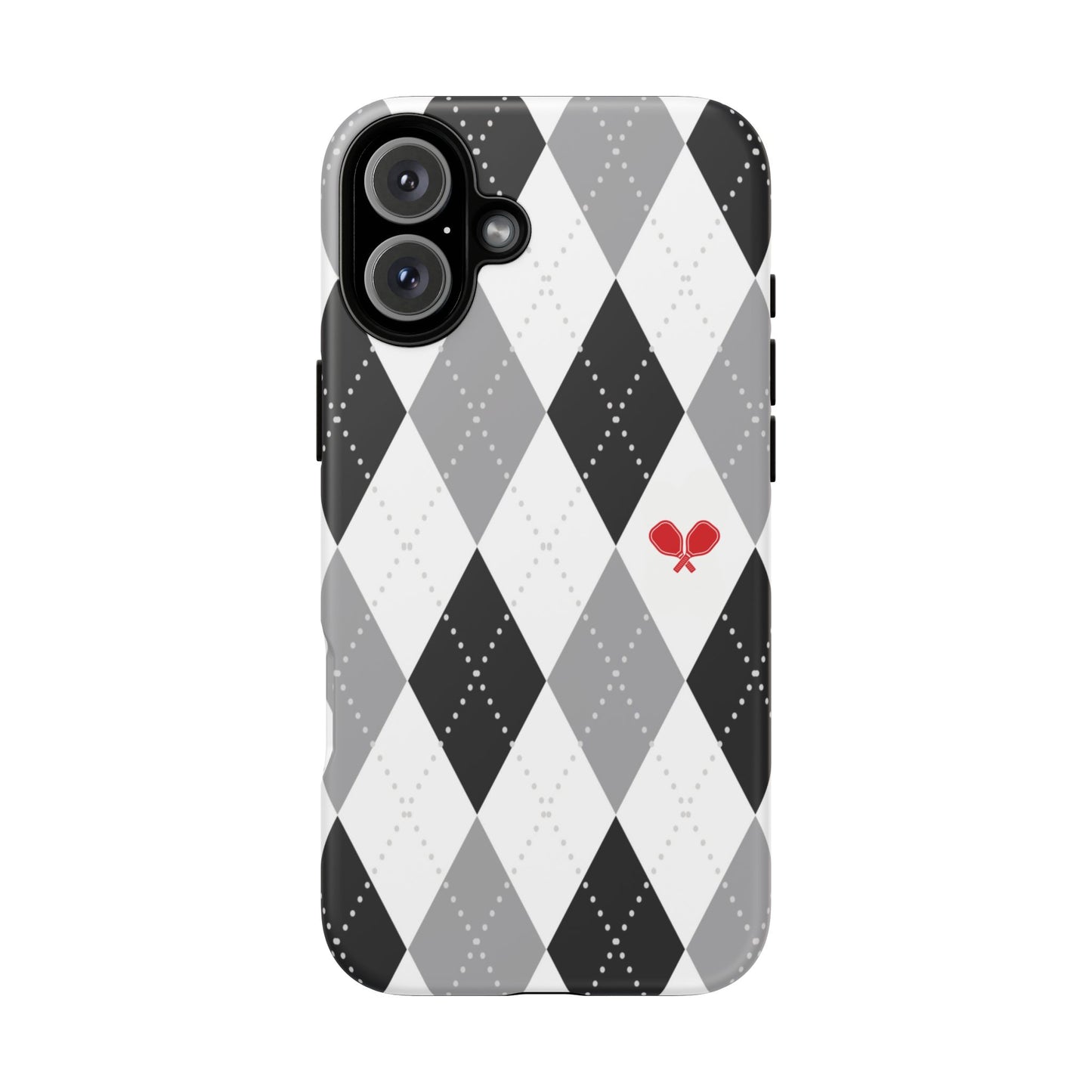 Black & Grey Argyle Pickleball Phone Case