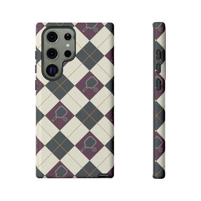 Green/Purple Argyle Pickleball Phone Case