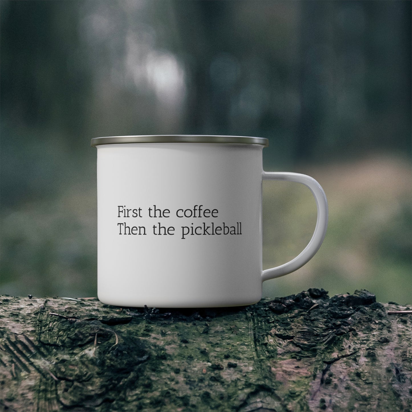 Coffee First Then Pickleball Enamel Mug