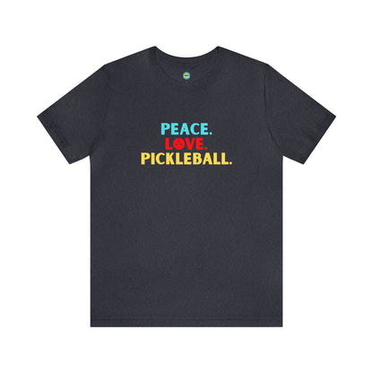 Peace. Love. Pickleball. Stacked Unisex Tee