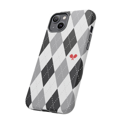 Black & Grey Argyle Pickleball Phone Case