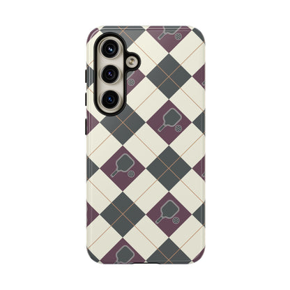 Green/Purple Argyle Pickleball Phone Case