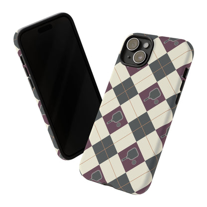 Green/Purple Argyle Pickleball Phone Case