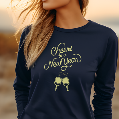 Cheers To A New Year Pickleball Unisex Long Sleeve Tee