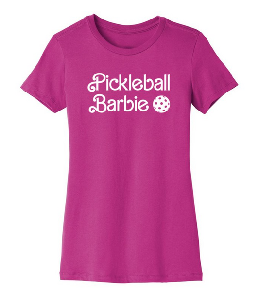 Pickleball Barbie Stacked Women's Slim Fit Tee