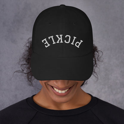 Upside Down Pickle Embroidered Cap - White Letters