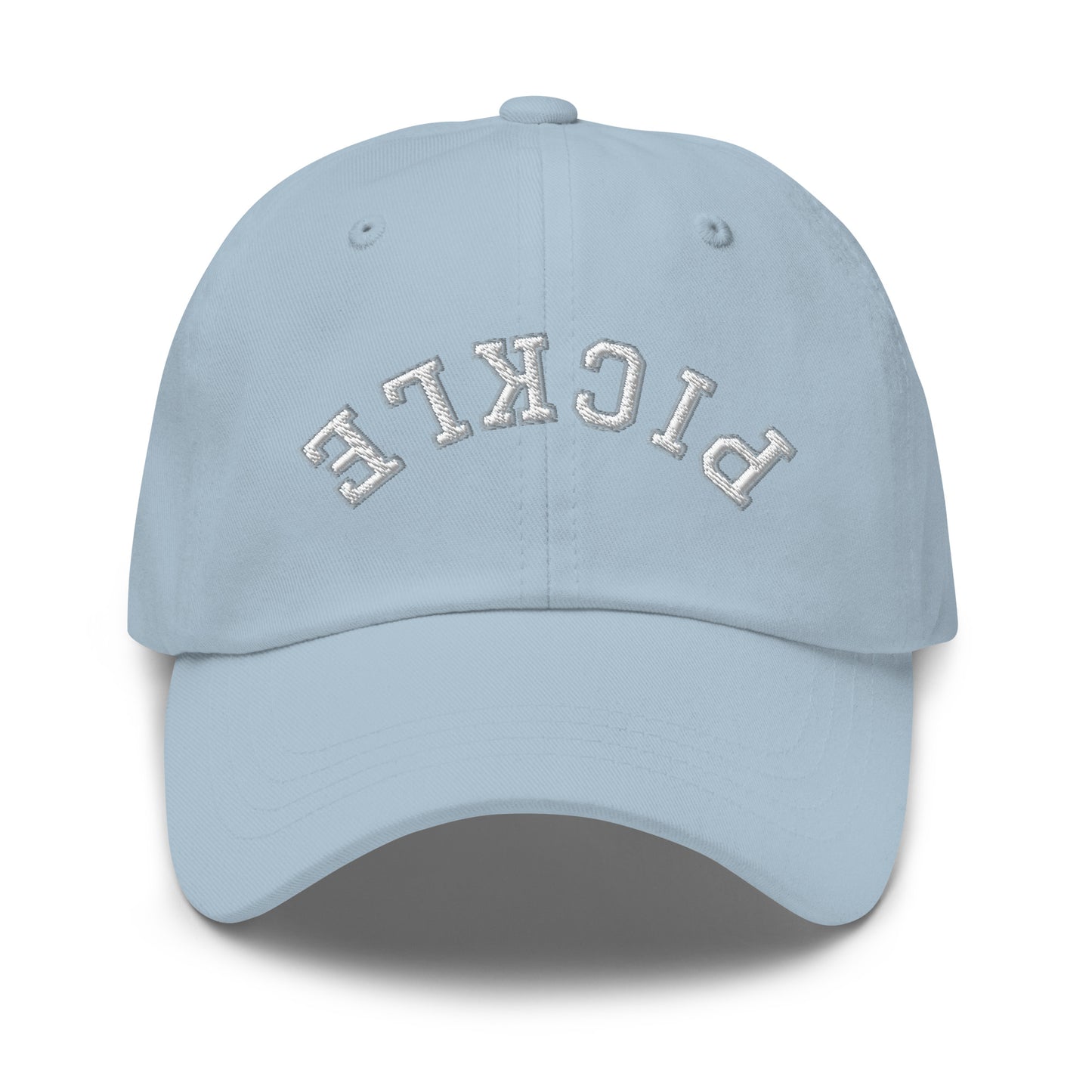 Upside Down Pickle Embroidered Cap - White Letters/Grey Outline