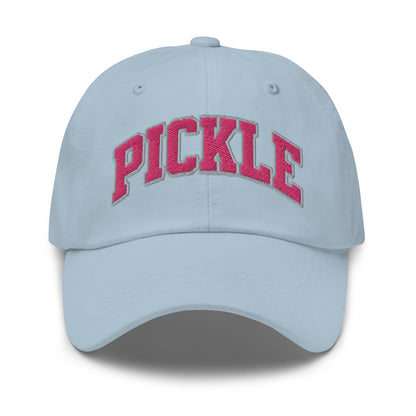 PICKLE Embroidered Pickleball Cap - Pink Letters/Grey Outline