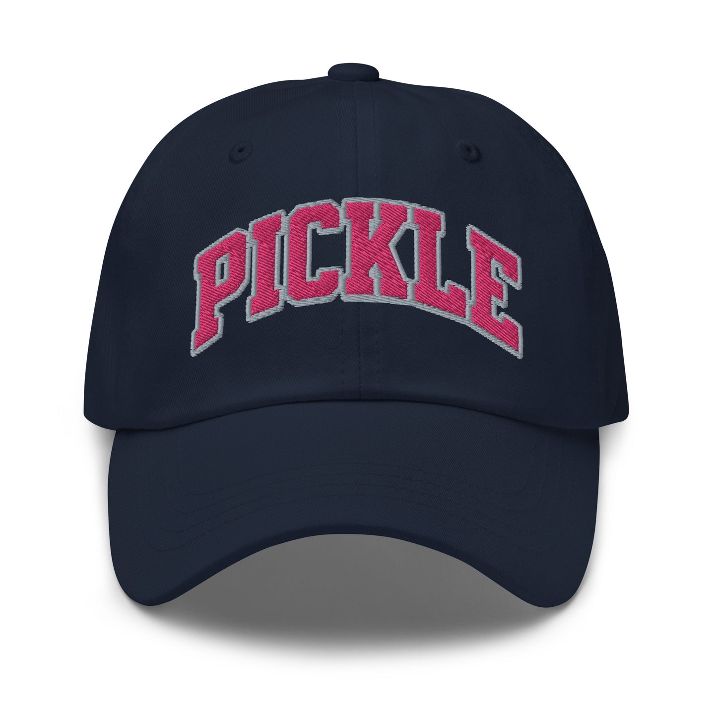 PICKLE Embroidered Pickleball Cap - Pink Letters/Grey Outline