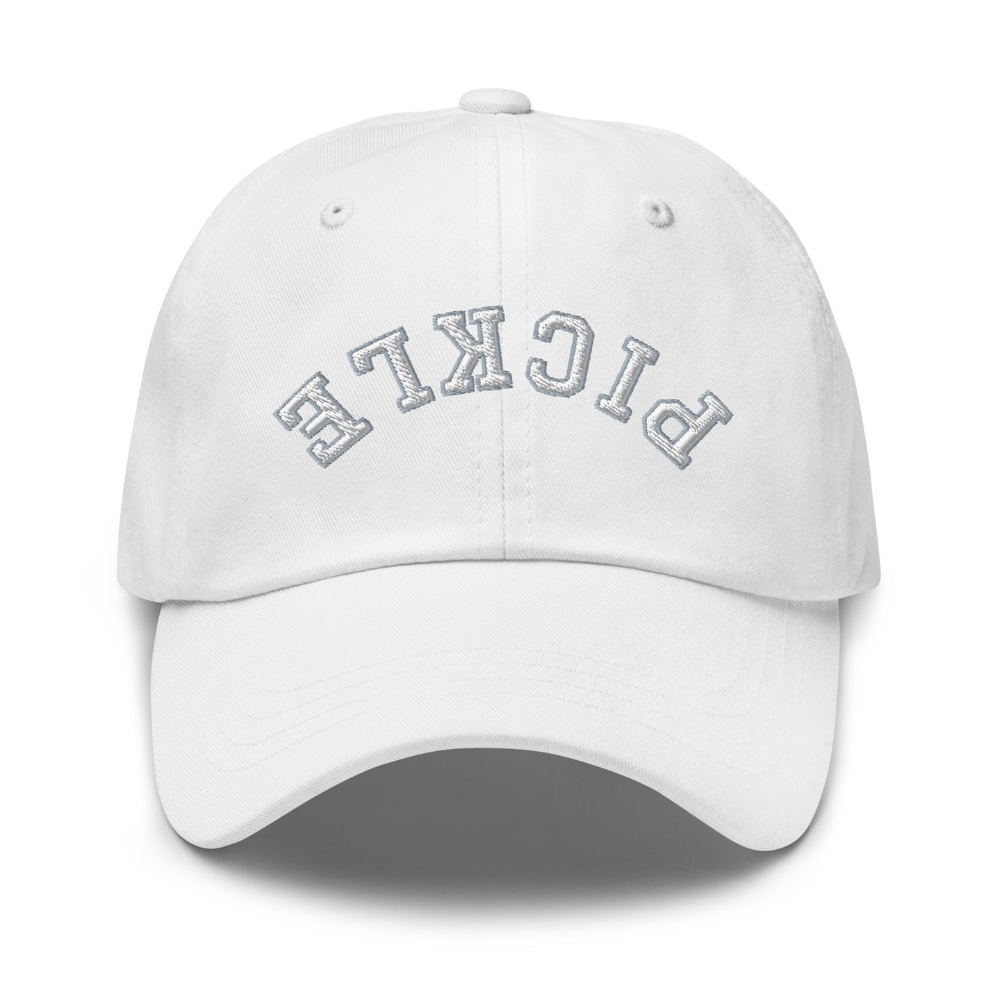 Upside Down Pickle Embroidered Cap - White Letters/Grey Outline