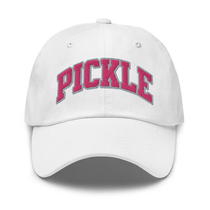 PICKLE Embroidered Pickleball Cap - Pink Letters/Grey Outline