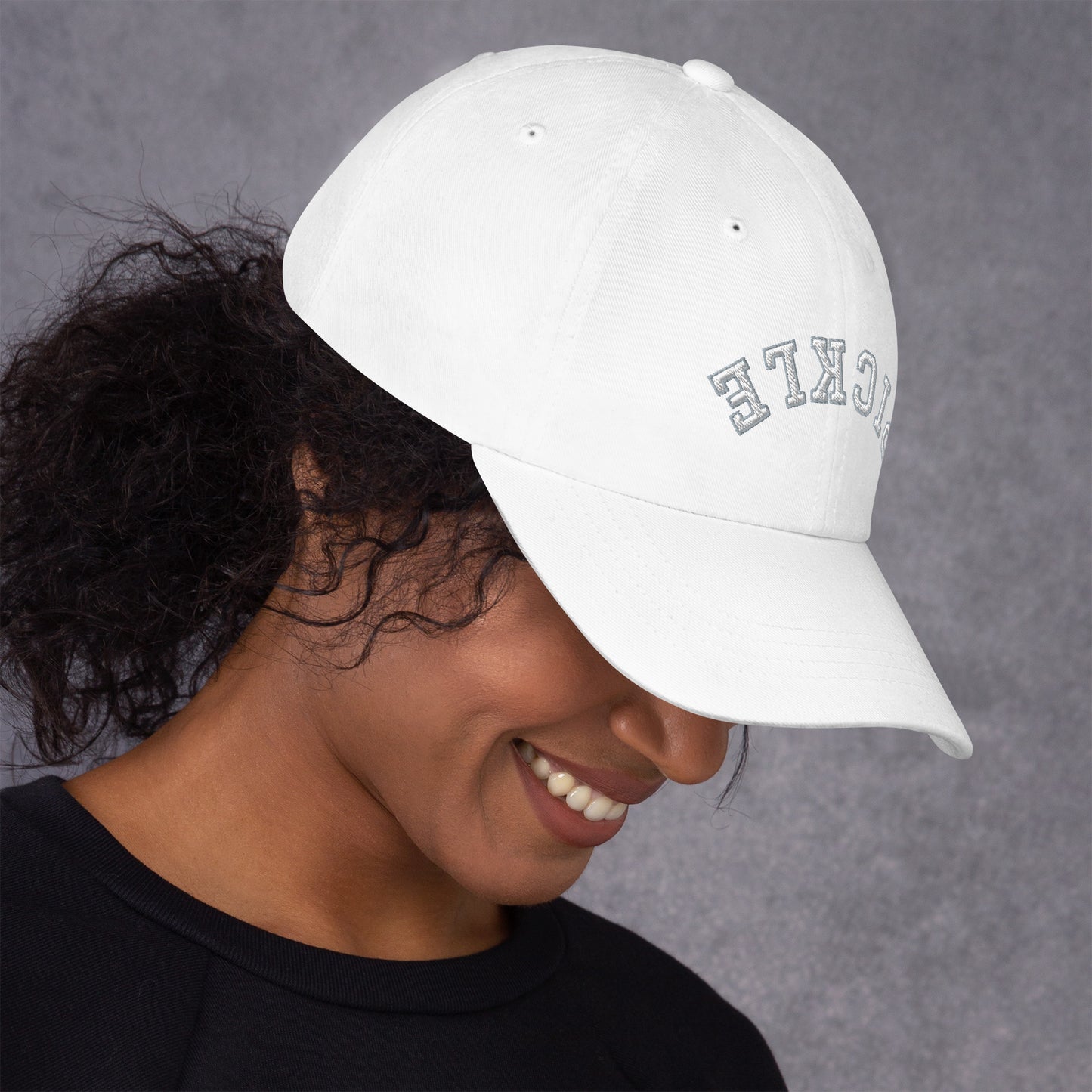 Upside Down Pickle Embroidered Cap - White Letters/Grey Outline