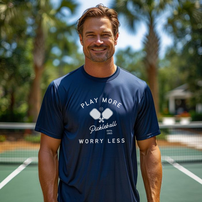 Play More Worry Less Pickleball Unisex Performance Tee