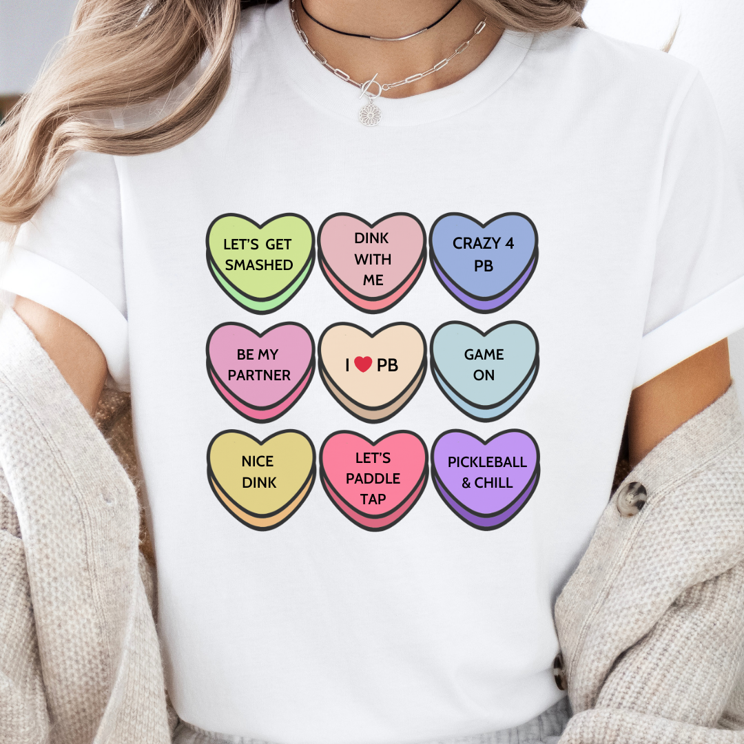 Pickleball Candy Hearts Unisex Tee